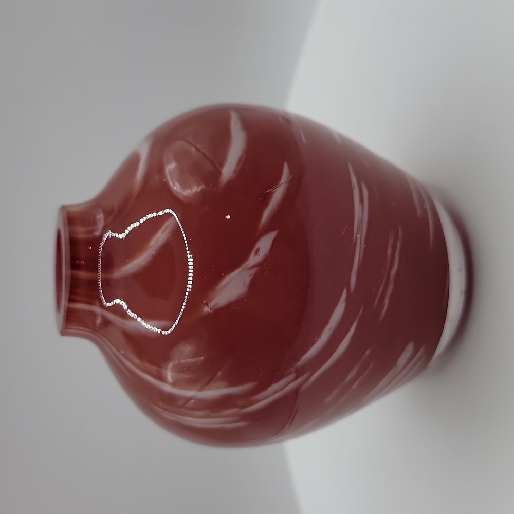 Hand Blown Red w/White Stripes Vase